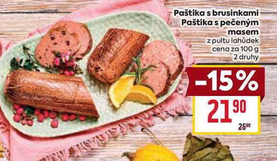 Paštika s pečeným masem z pultu lahůdek cena za 100g