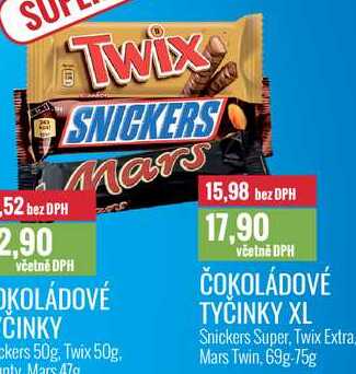 ČOKOLÁDOVÉ TYČINKY XL 69g-75g 