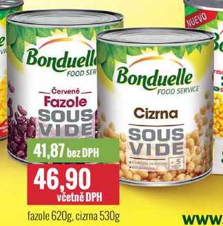 Bonduelle fazole 620g, cizrna 530g