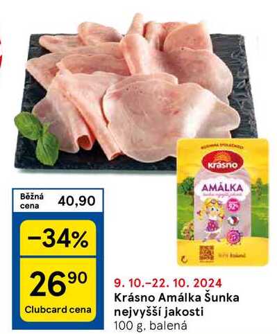 Krásno Amálka Šunka nejvyšší jakosti, 100 g, balená 