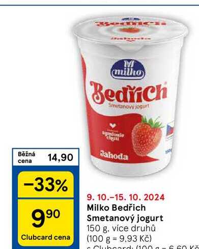 Milko Bedřich Smetanový jogurt, 150 g, více druhů