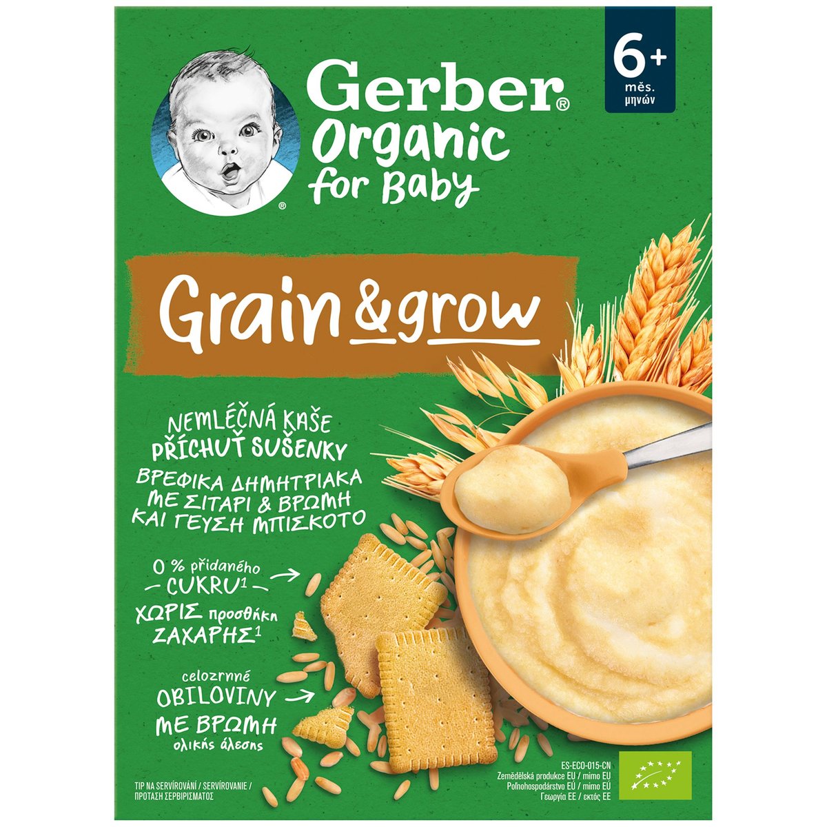 Gerber Organic BIO Nemléčná kaše s příchutí sušenky