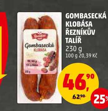 GOMBASECKÁ KLOBÁSA ŘEZNÍKŮV TALÍŘ, 230 g