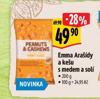   Emma Arašídy a kešu s medem a solí • 200 g 