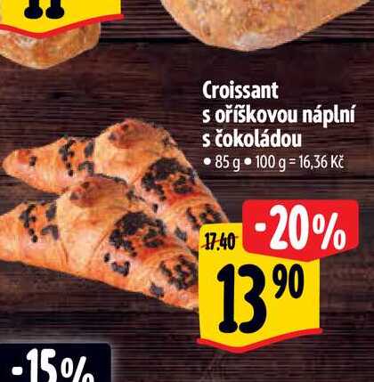 Croissant s oříškovou náplní s čokoládou 85 g 