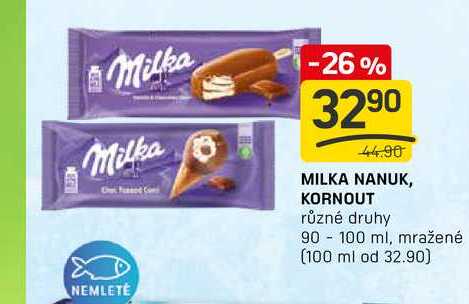 MILKA NANUK, KORNOUT různé druhy 90 -100 ml