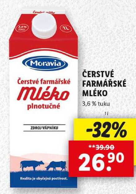 ČERSTVÉ FARMÁŘSKÉ MLÉKO, 1 l