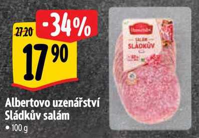 Albertovo uzenářství Sládkův salám, 100 g 