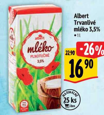 Albert Trvanlivé mléko 3,5%, 1 l