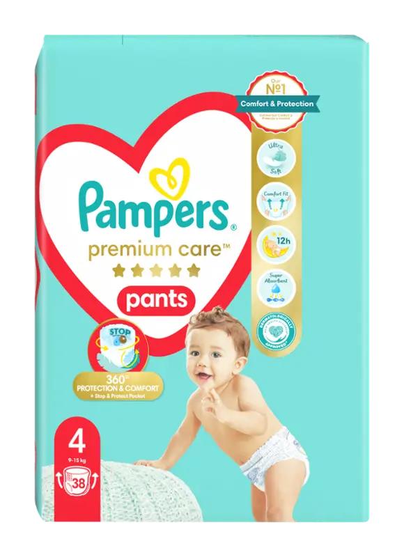 Pampers Plenkové kalhotky Premium Care 9 - 15 kg, vel. 4, 38 ks