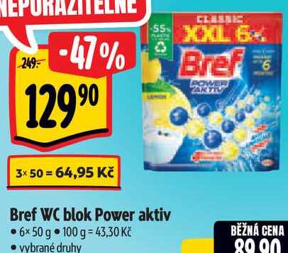 Bref WC blok Power aktiv, 6x 50 g 