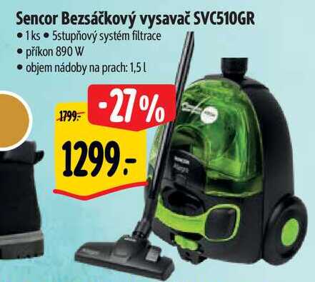 Sencor Bezsáčkový vysavač SVC510GR 