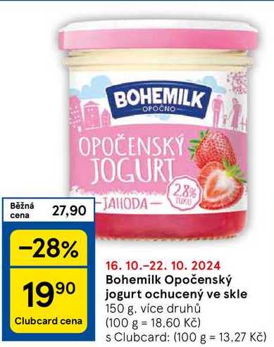 Bohemilk Opočenský jogurt ve skle, 150 g