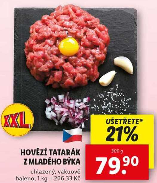 HOVĚZÍ TATARÁK Z MLADÉHO BÝKA, 300 g