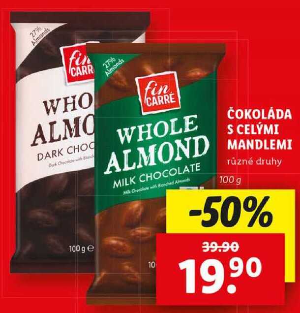 ČOKOLÁDA S CELÝMI MANDLEMI, 100 g