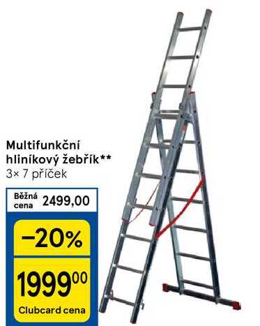 Multifunkční hliníkový žebřík, 3× 7 příček