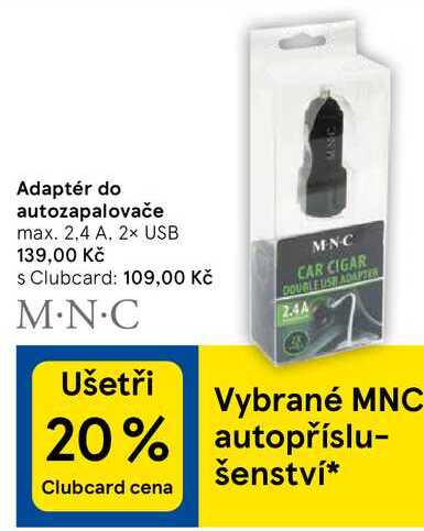 Adaptér do autozapalovače max. 2,4 A, 2x USB 