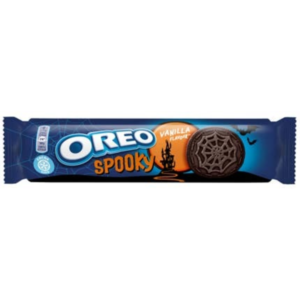 Oreo Halloween sušenky s vanilkovou náplní dýňové barvy