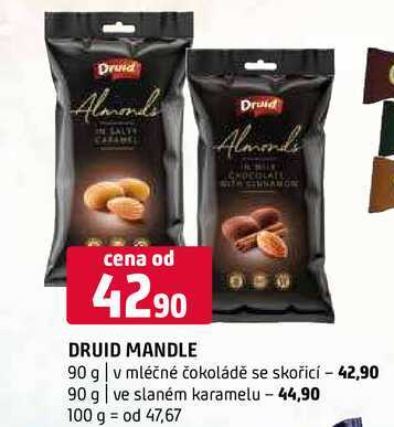 Druid mandle 90 g v mléčné čokoládě se skořicí ve slaném karamelu 90 g