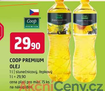 Coop premium olej slunečnicový, řepkový 1l