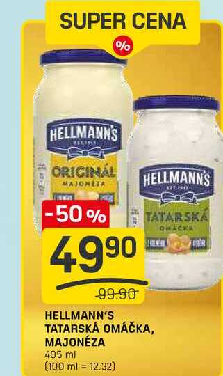 HELLMANN'S TATARSKÁ OMÁČKA, MAJONÉZA 405 ml 