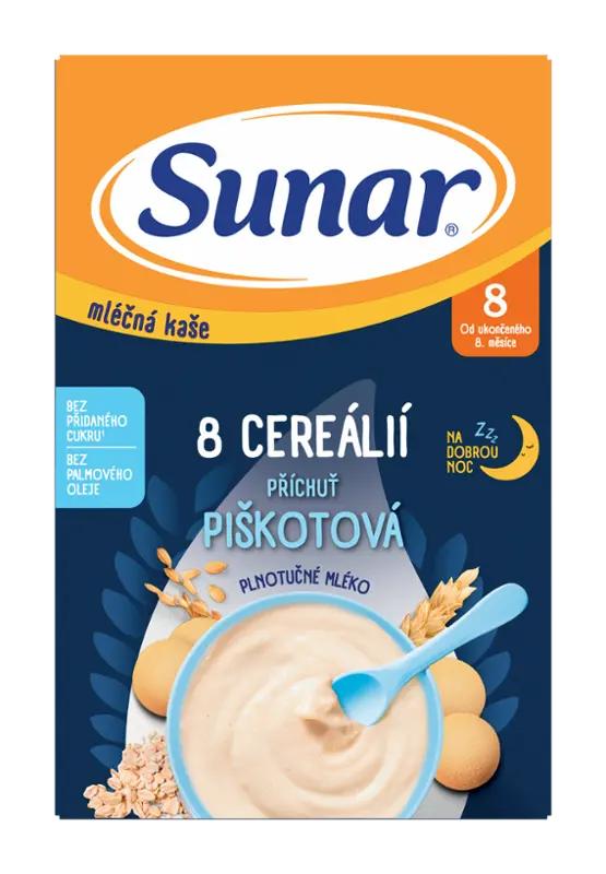 Sunar Mléčná kaše 8 cereálií s příchutí piškotu