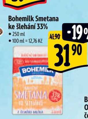 Bohemilk Smetana ke šlehání 33% • 250 ml  