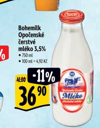 Bohemilk Opočenské čerstvé mléko 3,5% • 750 ml