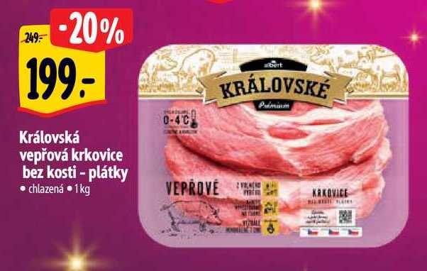   Královská vepřová krkovice bez kosti - plátky 1 kg