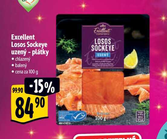   Excellent Losos Sockeye uzený - plátky 100 g