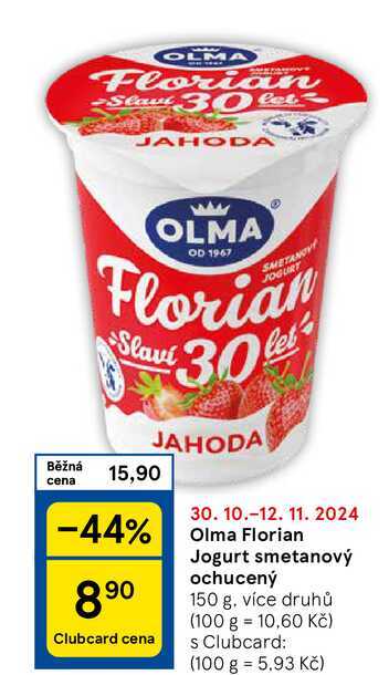 Olma Florian Jogurt smetanový ochucený, 150 g, více druhů 