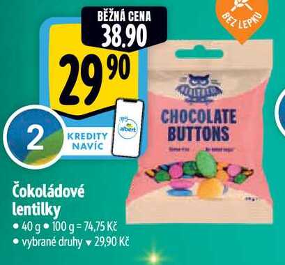 Čokoládové lentilky, 40 g 