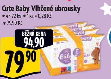 Cute Baby Vlhčené ubrousky, 4x 72 ks