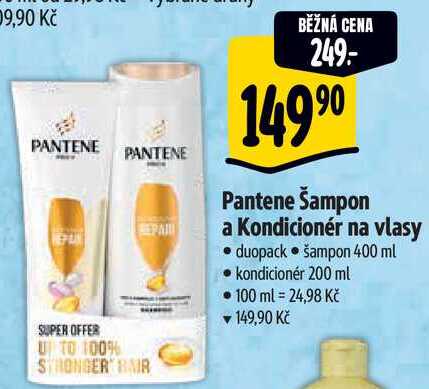 Pantene Šampon a Kondicionér na vlasy duopack, šampon 400 ml kondicionér 200 ml  