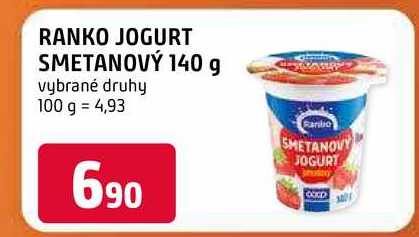 Ranko jogurt smetanový 140 g vybrané druhy