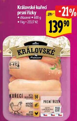 Královské kuřecí prsní řízky, 600 g