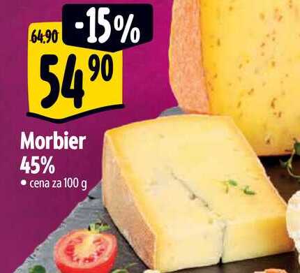 Morbier 45%, cena za 100 g 