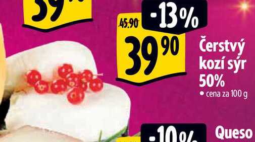 Čerstvý kozí sýr 50%, cena za 100 g 