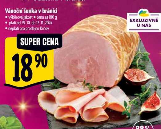 Vánoční šunka v bránici, cena za 100 g