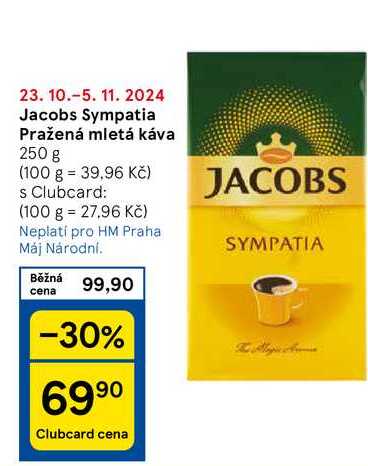 Jacobs Sympatia Pražená mletá káva, 250 g