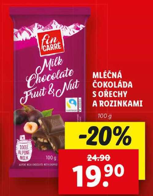 MLÉČNÁ ČOKOLÁDA S OŘECHY A ROZINKAMI, 100 g