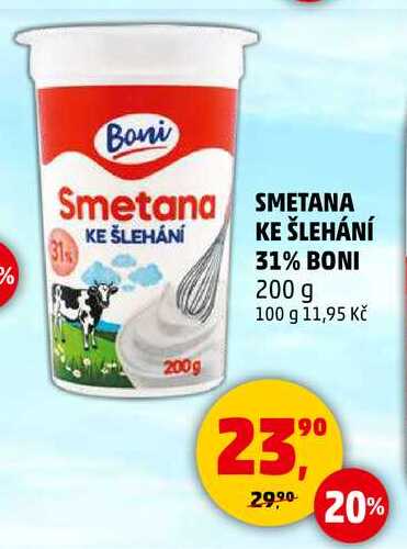 SMETANA KE ŠLEHÁNÍ 31 % Boni, 200 g