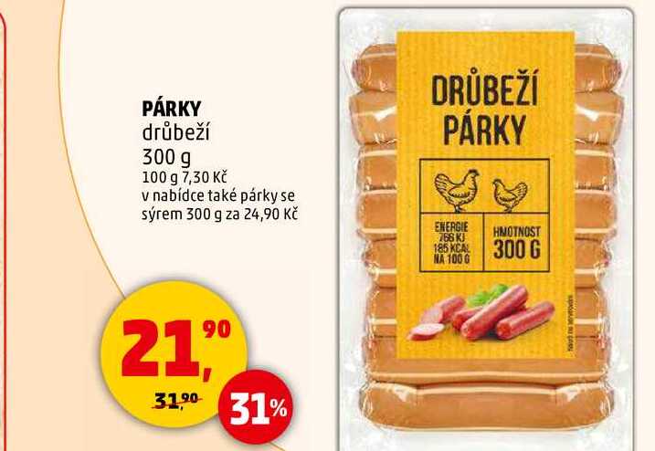 PÁRKY drůbeží, 300 g 