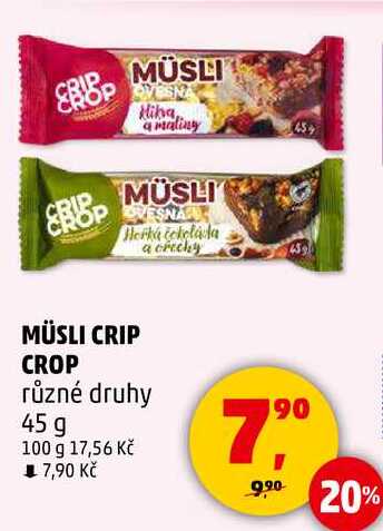 MÜSLI CRIP CROP různé druhy, 45 g 