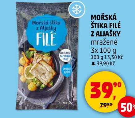 MOŘSKÁ ŠTIKA FILÉ Z ALJAŠKY mražené, 3x 100 g 