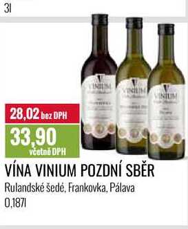 VÍNA VINIUM POZDNÍ SBĚR 0,187l