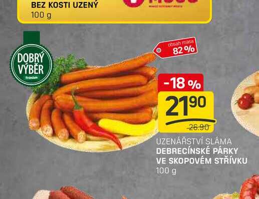 DEBRECÍNSKÉ PÁRKY VE SKOPOVÉM STŘÍVKU 100 g 