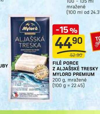 FILÉ PORCE TC y Z ALJAŠSKÉ TRESKY MYLORD PREMIUM 200 g, mražené 