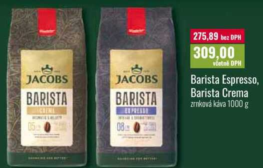 Barista Espresso, Barista Crema zrnková káva 1000 g 