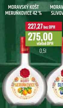 MORAVSKÝ KOŠT MERUŇKOVICE 42% 0,5l